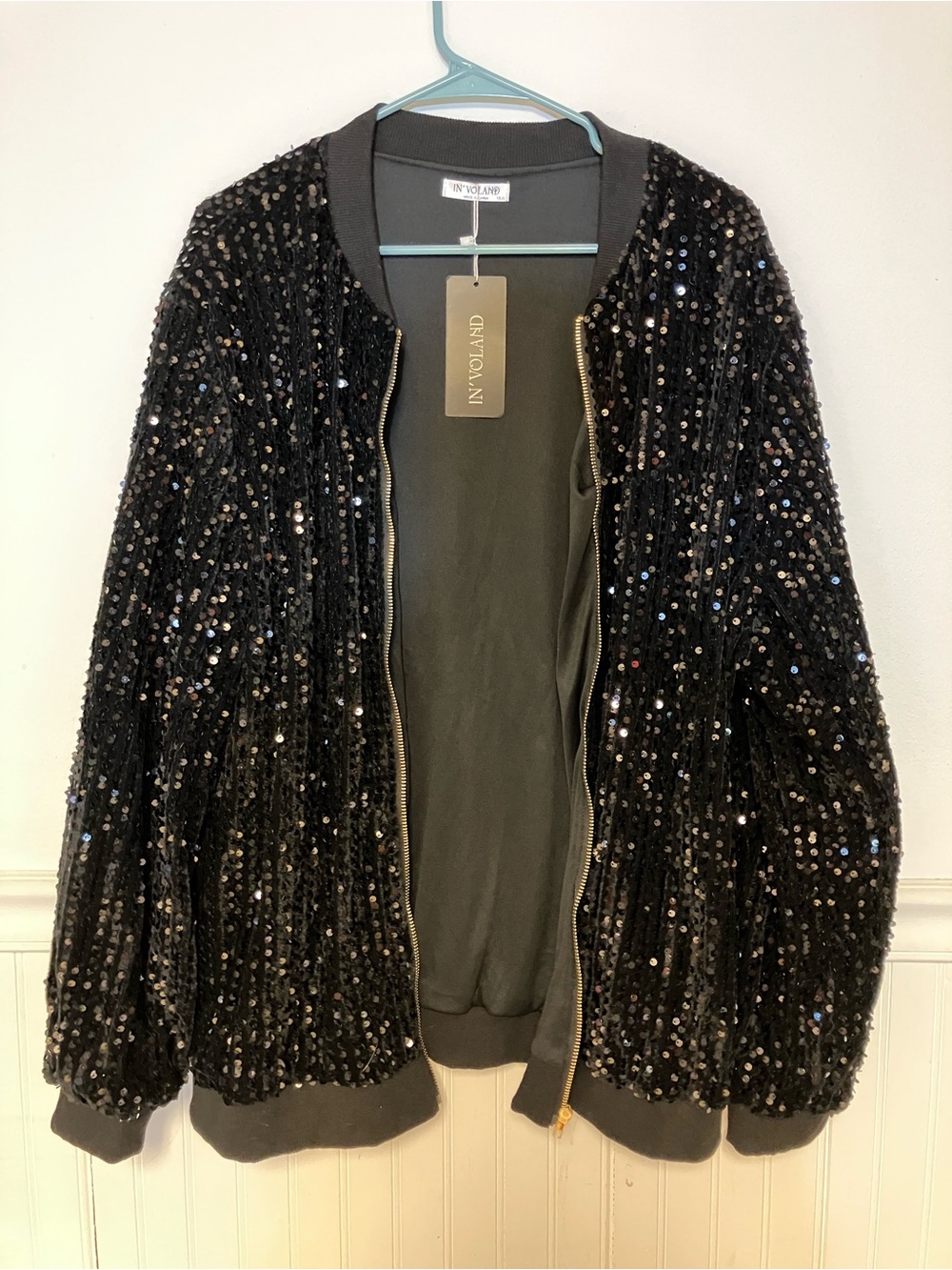 InVogue Black Sequin Bomber Jacket